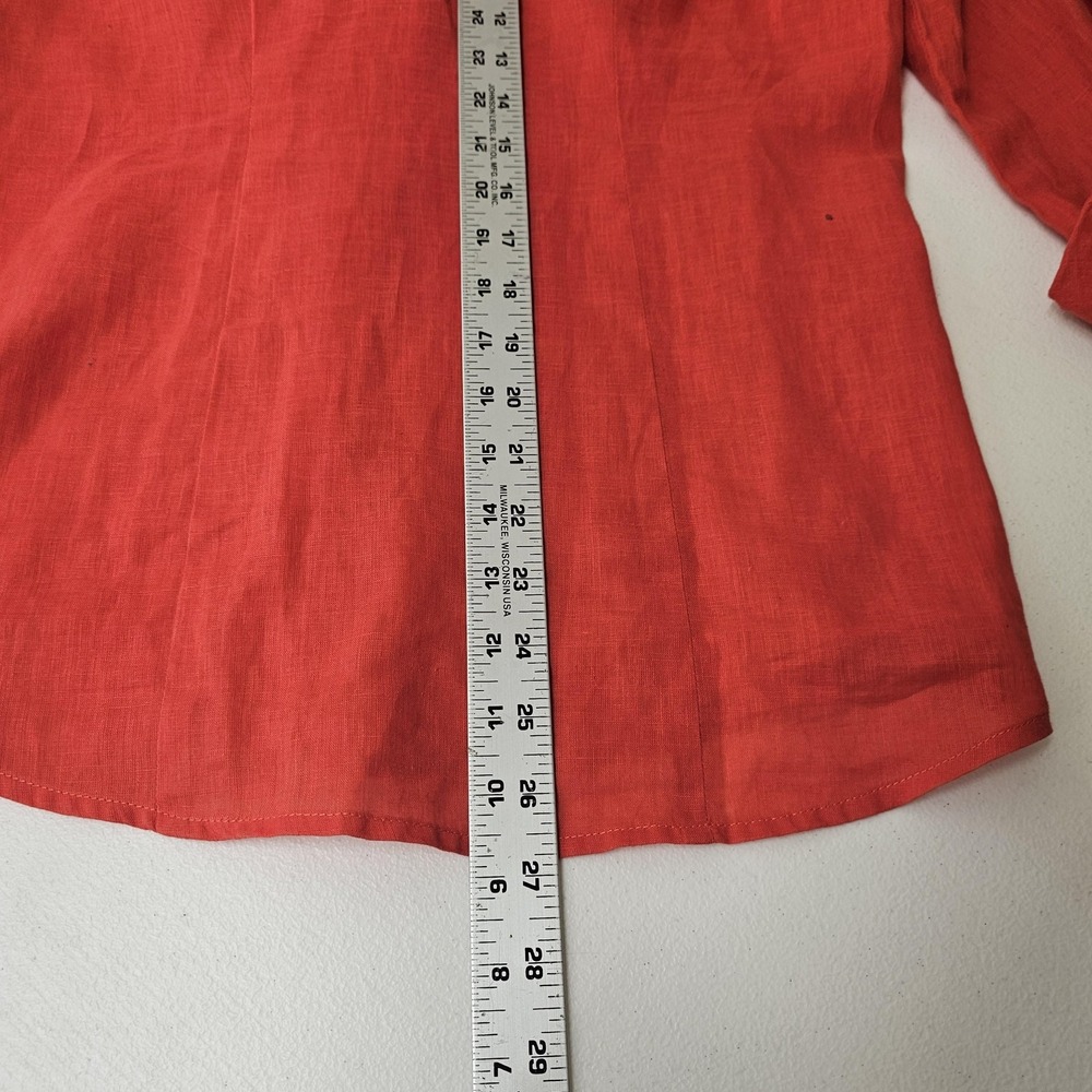 Chicos Shirt Womens Small Linen Roll Tab Sleeve Utility Pockets Button Front Top - Picture 7 of 9